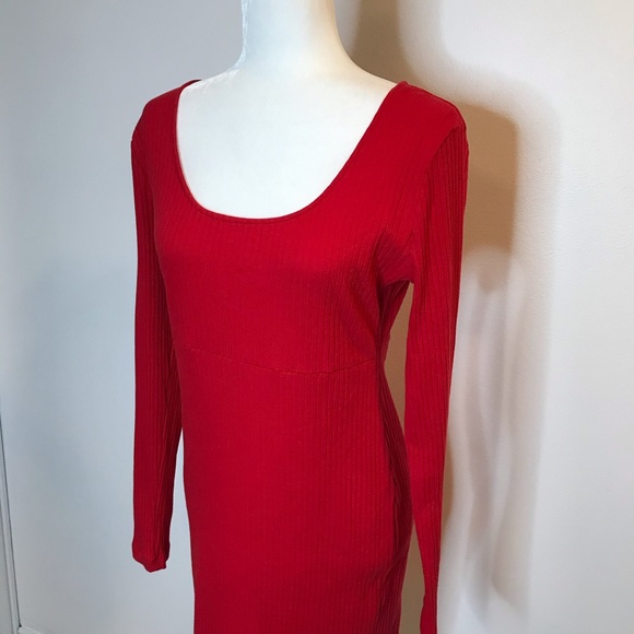 SOLD| Wild Fable Red Ribbed Bodycon Dress Large L - Picture 2 of 6